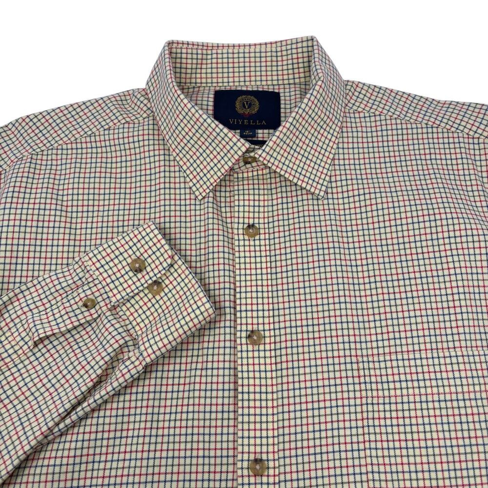 Viyella 2XL Yellow Multicolor Cotton Wool Blend‎ Long Sleeve Button Down Shirt